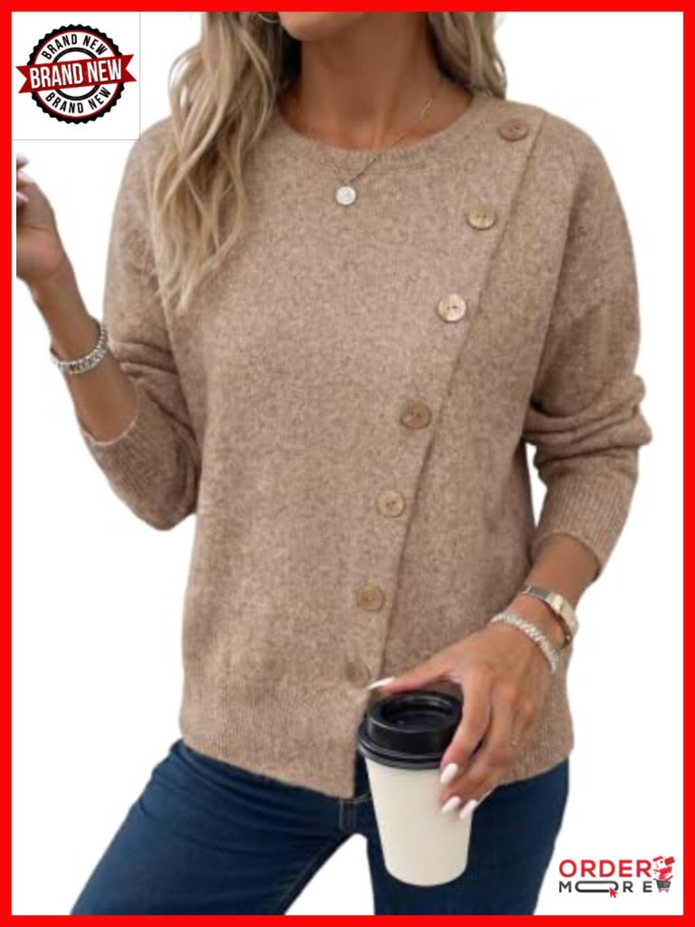 Women's Soft Knit Crewneck Long Sleeve Sweater Pullover Top